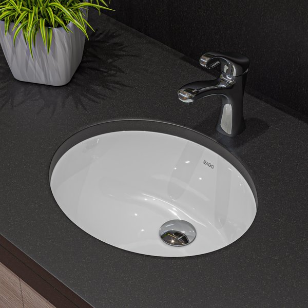 Eago EAGO BC224 White Ceramic 18"x15" Undermount Oval Bathroom Sink BC224